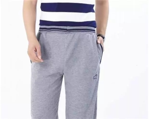Cropped Pants Men‘s Shorts Loose Knitted Middle-Aged Sports Pants Loose Large Size Breathable Sweat-Absorbent Breeches High Waist