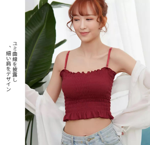 homemade new original design retro style pleated shoulder strap adjustable small camisole women‘s tube top summer