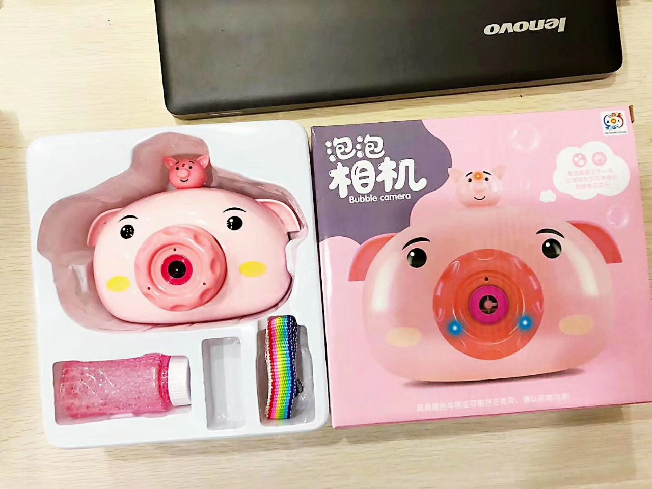 新款双子座小猪泡泡机 正规3c条码 绝不连泡