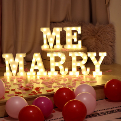 Letter lights led26 photo props English Numbers small Christmas Eve wedding proposal marryme trunk decoration