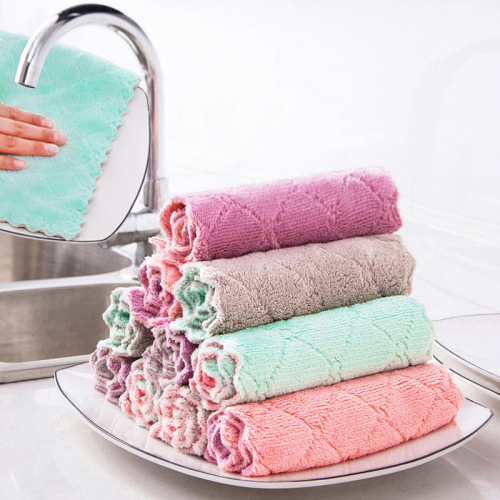 25 * 25cm Dishcloth Absorbent Cloth Oil-Free Scouring Pad Kitchen Dish Towel Cleaning Cloth Table Cleaning Bowl-Cleaning Towel