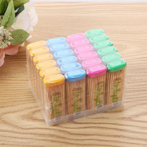 Factory Direct Sales creative Lighter Boxed Bamboo Toothpick Portable Disposable Double-Headed Household Mini Carry-on Belt