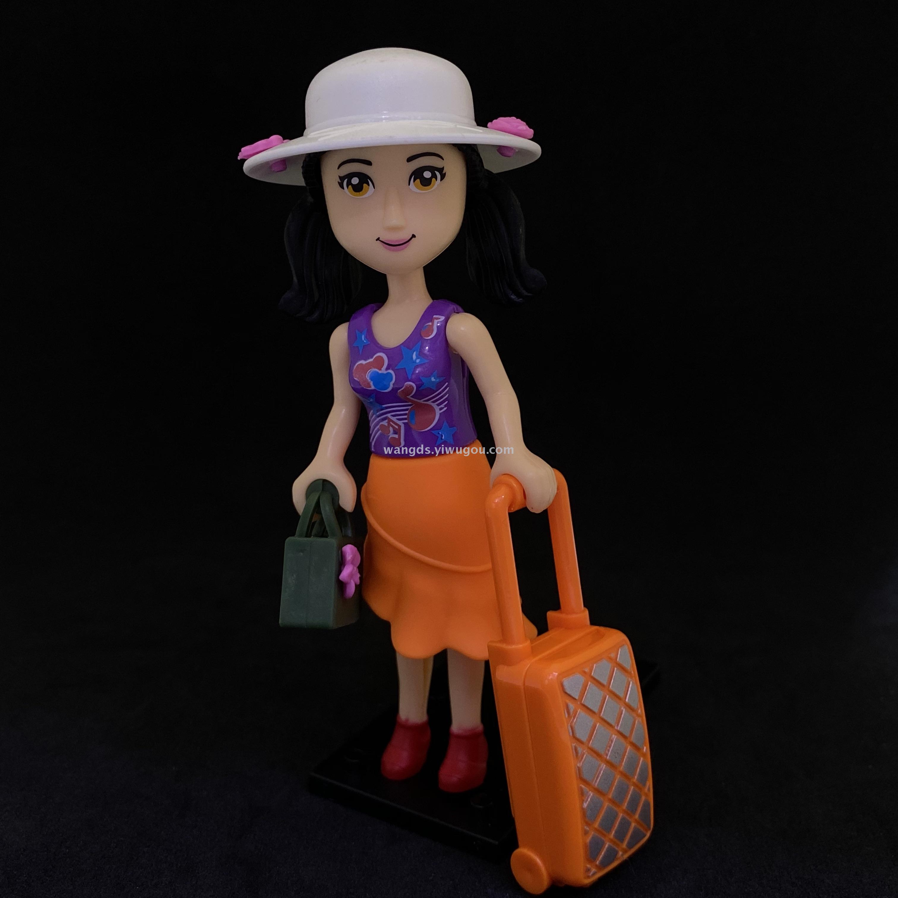 时尚女孩行李箱diy拼装积木公仔人仔(图片仅供参考,以实物为标准)