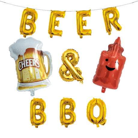 Cross-border new let'sBBQ barbecue pig beer party balloon summer carnival barbecue birthday dec