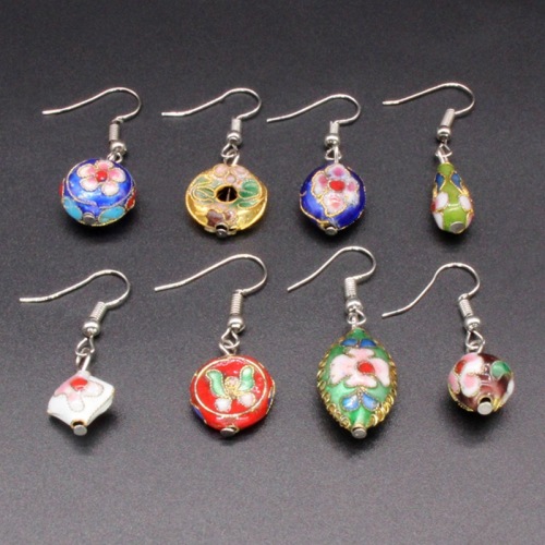 Beijing Cloisonne Ancient Style Han Chinese Clothing Bridal Makeup Jewelry Earrings Filigree Silver Blue Beads Creative Earrings
