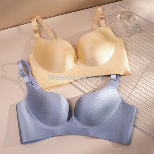 Hot New Brushed Fabric One-Piece Seamless Comfort Sexy Set Bra without Steel Ring Retail Wholesale 