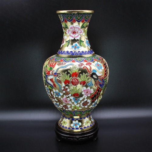 Beijing Cloisonne Craft Gift Vase Decoration Cloisonne Enamel Filament Large Dragon and Phoenix Zhou Jiolei Bottle