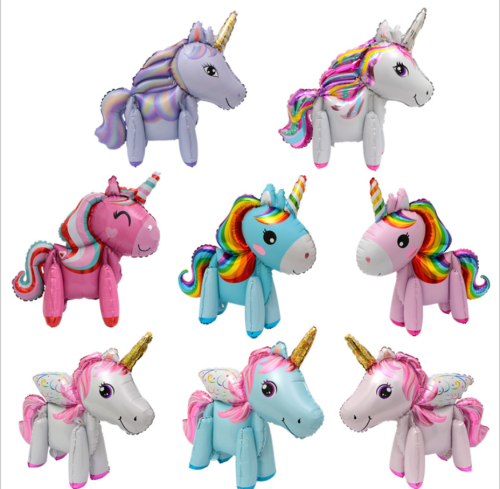 new 3d assembly three-dimensional unicorn aluminum film balloon special-shaped cartoon pony children‘s toy balloon wholesale