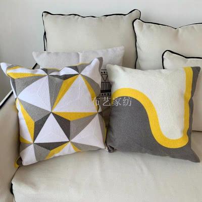 North Europe geometry new style is er cushion for leaning on contemporary contracted yellow grey hold pillow sitting room sofa back pillow model room back pillow cover