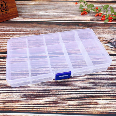 Transparent Detachable Small 15-Grid Storage Box Plastic Box Parts Components Fishing Gear Box Jewelry Pp Packaging Box
