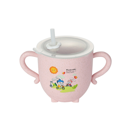 Kitchen Supplies Cup with Straw Children‘s Spill-Proof Cup Can Be Inserted with Straw