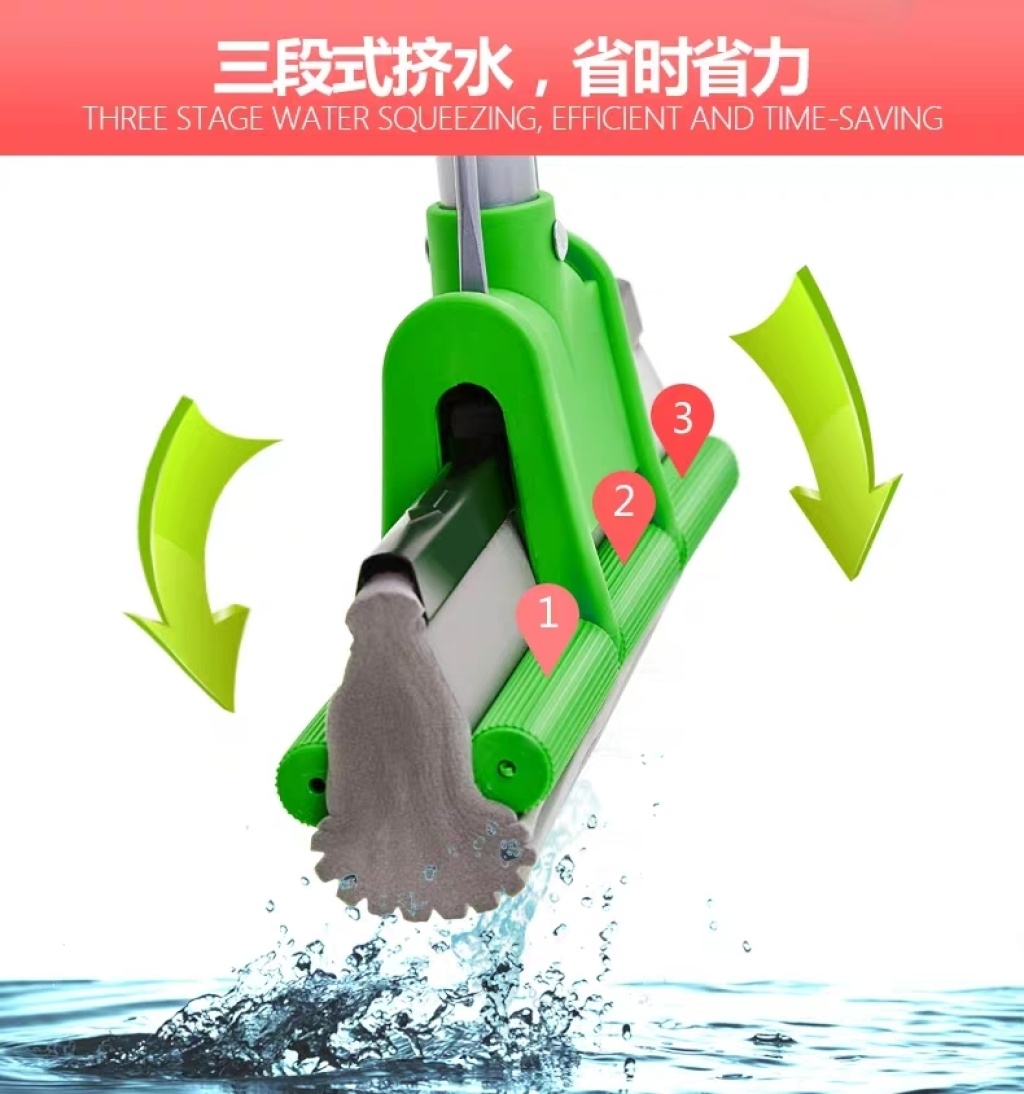 懒人拖把抖音拖把胶棉加强海绵拖把对折式免手洗滚轮式吸水家用详情12