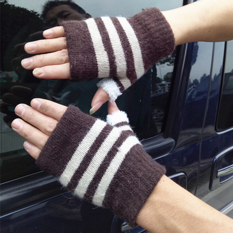 Spot Men and Women Half-Finger Gloves Touch Screen Imitation Rabbit Fur Warm Cashmere Color Student Short Finger-Leaking Fingerless Gloves 