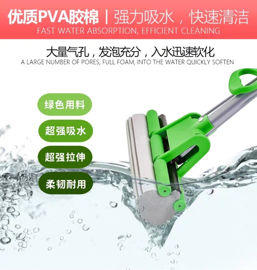 懒人拖把抖音拖把胶棉加强海绵拖把对折式免手洗滚轮式吸水家用详情2