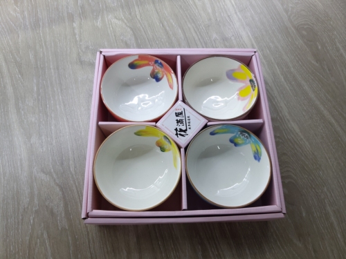 5-inch hand painted rib bowl 4 bowl set