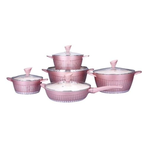 aluminum pot kitchenware aurora die-casting 10-piece maifan stone soup pot non-stick pan kitchen supplies foreign trade hot sale