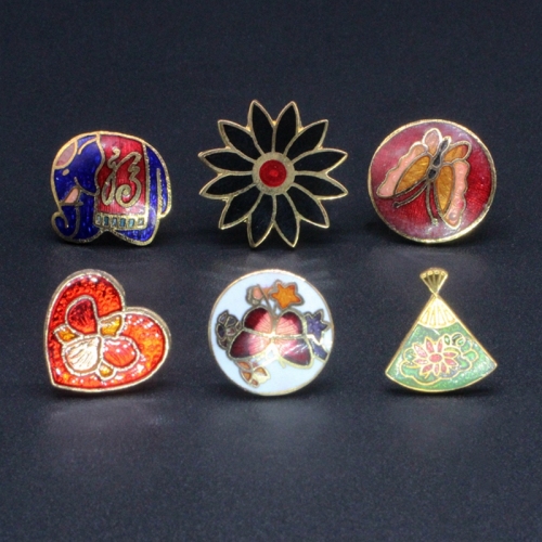Beijing Cloisonne Ancient Style Hanfu Bride Makeup Jewelry Earrings Stamping Enamel （Seven Treasures Burning） earrings 