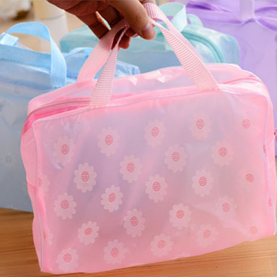 Floral transparent waterproof cosmetics bag wash gargle bag bath supplies storage bag