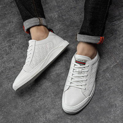 European Station Men‘s Shoes Summer Breathable White Board Shoes Men‘s White Shoes Genuine Leather High-Grade Leather Shoes Soft Bottom Versatile Shoes Tide
