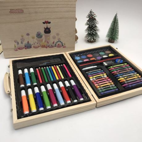 geometric monster genuine 72-piece wooden box children watercolor pen crayon paint painting set children gift gift box