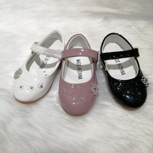 new children‘s girls bright leather small flower style anti-slip velcro baby girls‘ leather shoes