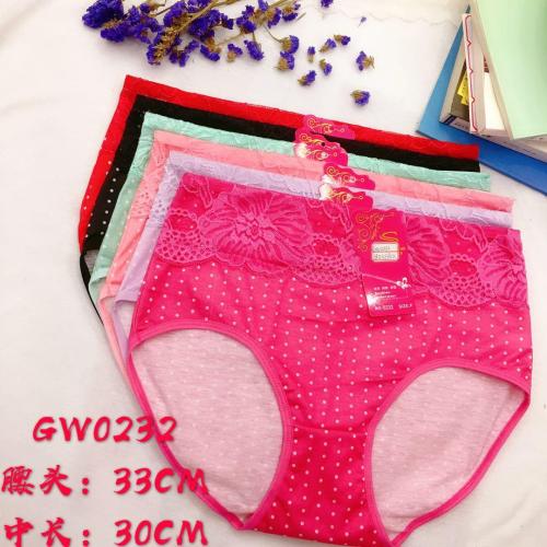 Foreign Trade Underwear Women‘s Underwear Lace Stitching Briefs Dot High Waist Mummy Pants Factory Direct Sales