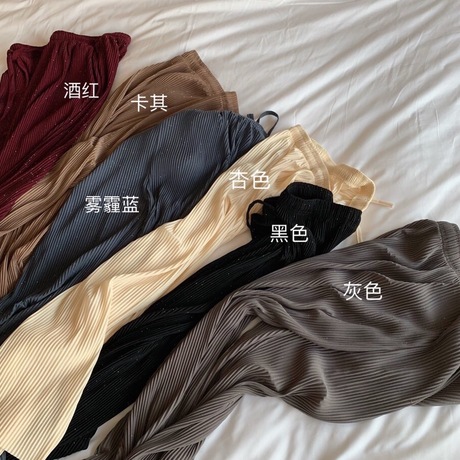 Web celebrity hot style sparkling pants drawstring chiffon wide-leg pants women's 2020 summer c