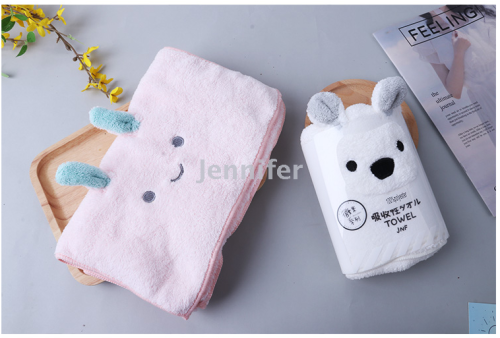 Jie Ni Skin Quick Hair Drying Towel Is Soft and Absorbent than Pure Cotton Home Adult Children Coral Fleece Lengthened Cartoon 