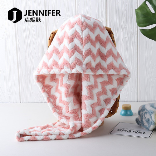 Jie Ni Skin Hair-Drying Cap Female Water-Absorbing Quick-Drying Cute Thickening Hair-Drying Turban Corrugated Towel Super Strong Absorbent Towel