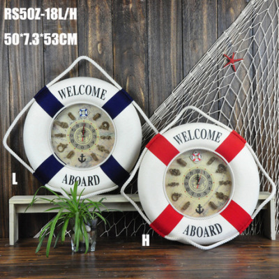 50cm Wall Clock Mediterranean Style life Buoy Household decoration Process Wall Hanging Cotton RS50Z