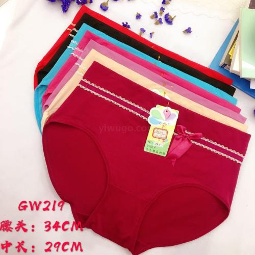 Foreign Trade Underwear Women‘s Underwear Lace Stitching Briefs Bow Solid Color Mommy‘s Pants Factory Direct Sales