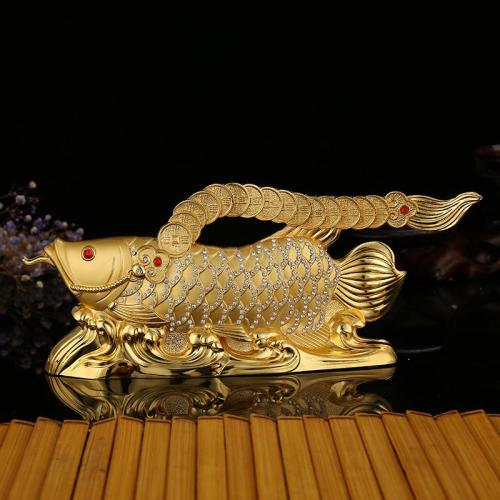 hot-selling automotive supplies metal big drill golden dragon fish ornaments are available in stock year by year fish car ornaments