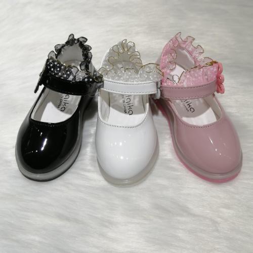 Fashion Children Girl Heel Band Lace Soft Bottom Non-Slip Breathable Velcro Sandals Baby Girl Small Leather Shoes
