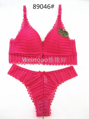 Cross-Border European Code No Steel Ring Lace Comfortable Sexy Suit bra Front Buckle Baby Cotton 