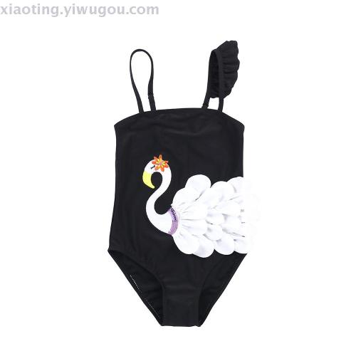 julla children‘s swimsuit new fashion printing sewing swan bikini nylon fabric manufacturer direct sales
