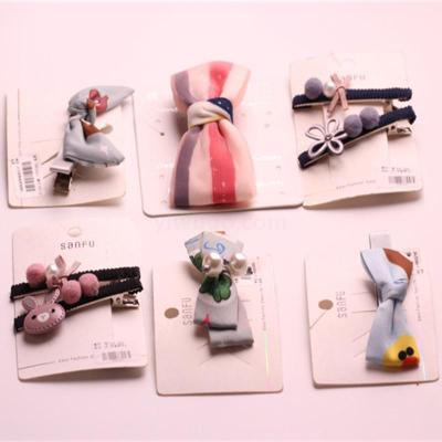 Korean version of duck mouth clip hairpin cloth bowknot fashion side clip packaging alone