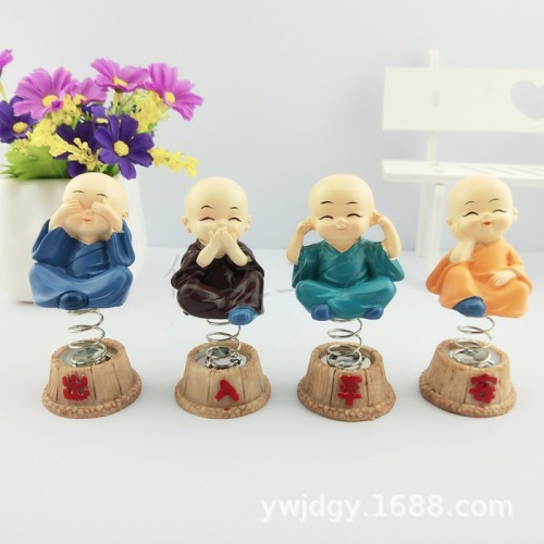 Chinese Style Little Monk Ornaments Sibu Monks Doll Resin Crafts Spring Doll Car Ornaments