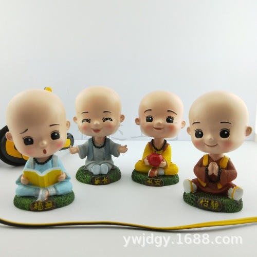 Factory Supply Resin Cartoon One Break Shaking Head Monk Car Decoration Crafts Home Decoration