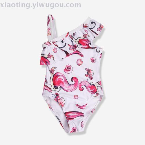 children‘s bikini foreign trade european and american fashion new printed one-piece swimsuit nylon quality factory direct sales