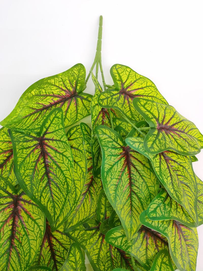 新款单支三叉壁挂红心仙芋叶仿真植物花欧式风装饰家居_花花日用品商