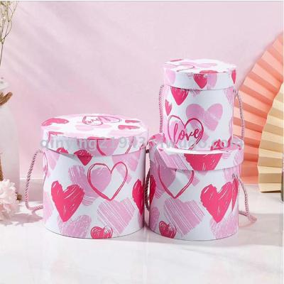 Printed face three-piece round gift box select bucket flowers packaging box