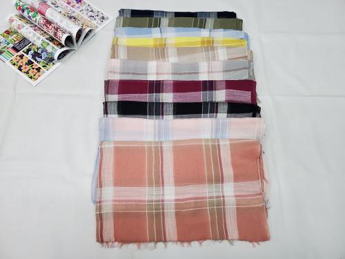 Japanese and Korean Women‘s Spring and Summer Comely Cotton Yarn-Dyed Plaid Scarf Shawl