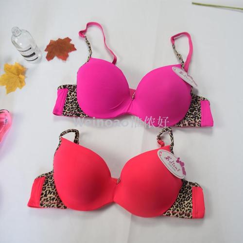 cross-border european code with steel ring leopard print invisible cup comfortable sexy women‘s bra 1735
