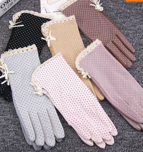 Wholesale Sun Protection Gloves Women‘s Cotton Summer Cycling Driving Non-Slip Riding Short Lace Thin Cloth Gloves