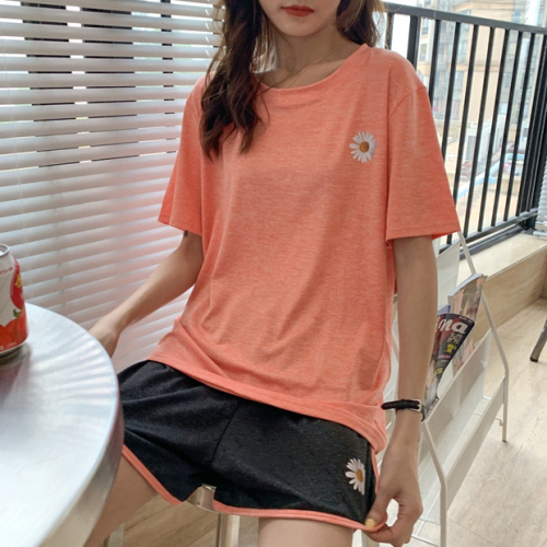 020 Summer New Two-Piece Daisy Loose Short Sleeve T-shirt casual Shorts Quick-Drying Sports Suit for Women Ins Fashion 