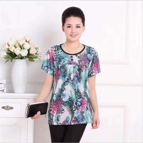 2024 spring and summer middle-year women‘s clothing fashion hot beads short-sleeved t-shirt mom wear rural fair stall supply