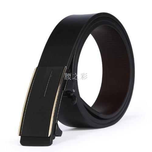 belt men‘s leather smooth buckle business cow casual pants with alloy buckle cowhide youth belt