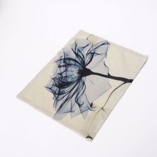 cross-border hot selling cotton and linen cloth made western food placemat european and american ink flower printing linen placemat customization