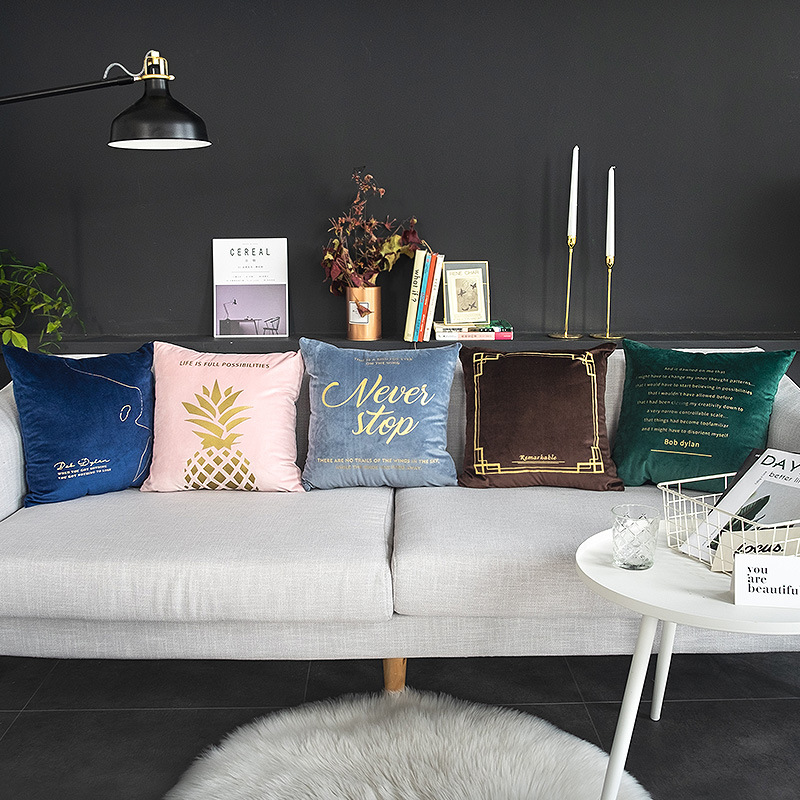 Supply American Velvet Gilding Simple English Pillow Living Room Backrest Pillow Chair Backrest One Piece Dropshipping Factory Direct Sales