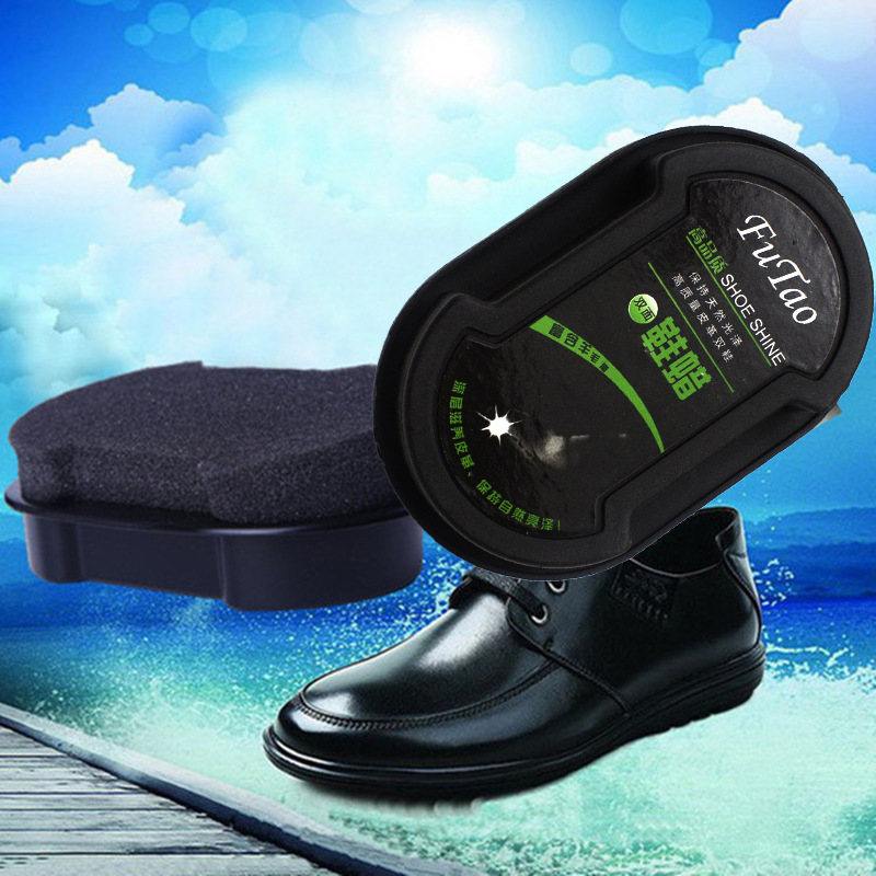 0049 Shoe-Brush Leather Shoes Maintenance Brightening Artifact Double-Sided Sponge Shoe Polish Colou